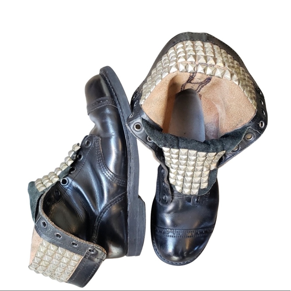 ISO NYC BESS STUDDED COMBAT BOOTS FOLDOVER ROLLOVER SIZE WOMEN’S 9 MEN’S 7.5